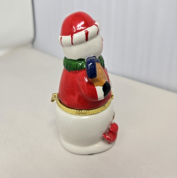 Greenbrier Porcelain Limoge Box Trinket Happy Snowman Ready For Gift Giving - Picture 4 of 9